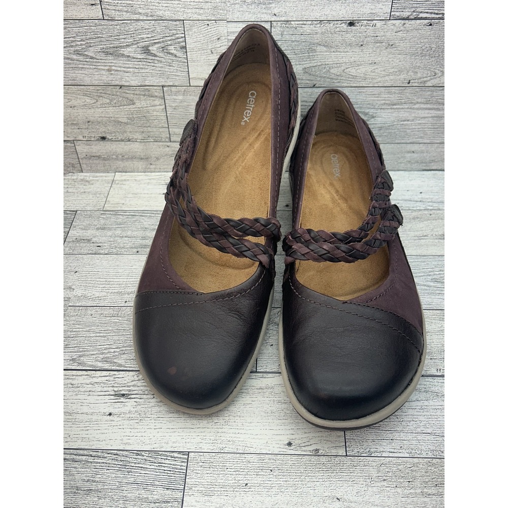 Aetrex‎ Shoes Womens Size 9-9.5 Brown Leather Mary Jane Comfort Casual Flats